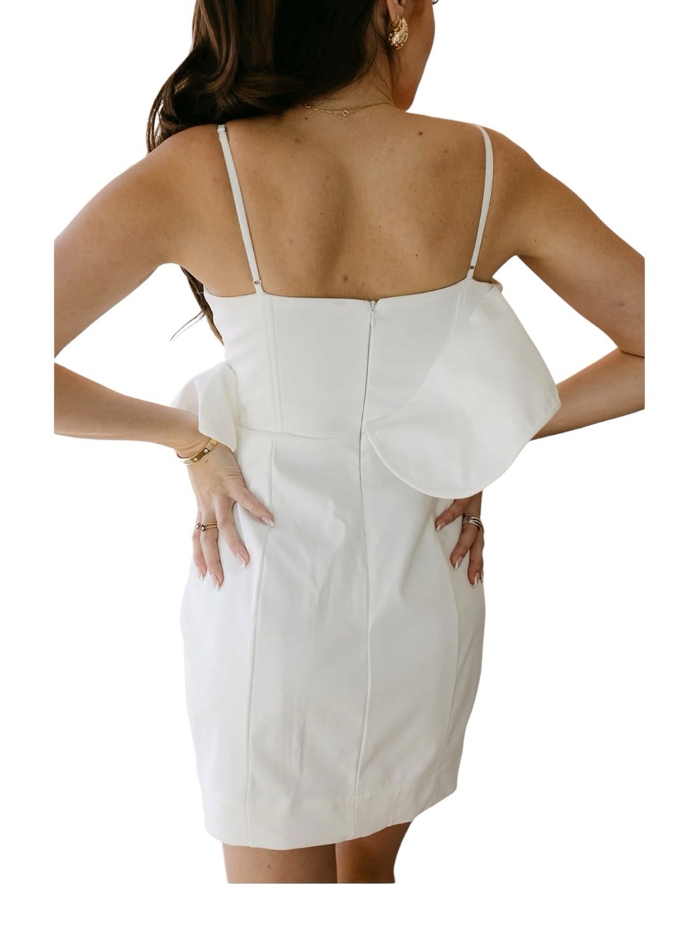 ZARA ZW Collection Voluminous Ruffle Mini Dress Oyster White Size M NWT - Picture 4 of 10